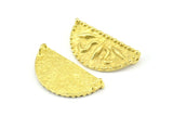 Brass Ethnic Pendant, 2 Raw Brass Semi Circle Pendants with 2 Loops (30x15mm) E665