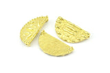 Brass Ethnic Pendant, 2 Raw Brass Semi Circle Pendants with 2 Loops (29x15mm) E666