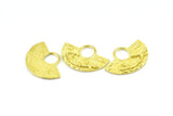 Brass Ethnic Pendant, 4 Raw Brass Semi Circle Fish Figure Pendants (28x19x1mm) E669