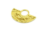 Brass Ethnic Pendant, 4 Raw Brass Semi Circle Fish Figure Pendants (28x19x1mm) E670