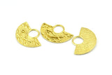 Brass Ethnic Pendant, 4 Raw Brass Semi Circle Fish Figure Pendants (28x19x1mm) E670