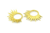 Brass Sun Pendant, 4 Raw Brass Textured Sunny Pendants, Earrings, Findings (26x33mm) BS 2432