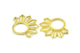 Brass Sun Pendant, 4 Raw Brass Textured Sunny Pendants, Earrings, Findings (29x35mm) BS 2434
