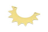 Brass Sun Pendant, 10 Raw Brass Sun Pendants With 2 Holes, Earrings, Findings (35x24x12x0.80mm) B0276