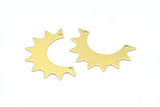 Brass Sun Pendant, 10 Raw Brass Sun Pendants With 2 Holes, Earrings, Findings (35x24x12x0.80mm) B0276