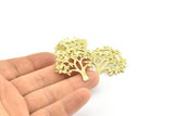 Brass Tree Pendant, 2 Raw Brass Tree Pendants With 1 Loop, Charms, Findings (33x36x1.2mm) BS 2436