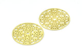 Brass Mandala Charm, 2 Raw Brass Textured Mandala Charms, Earrings, Pendants, Findings (37mm) BS 2441
