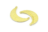 Brass Crescent Pendant, 2 Raw Brass Textured Crescent Pendants With 2 Loops (34x11mm) V053