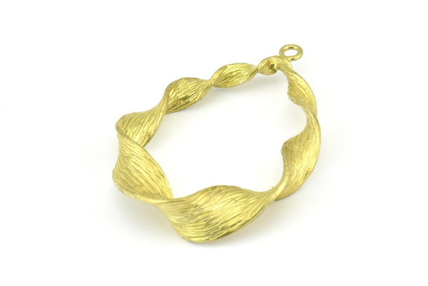 Brass Spiral Pendant, 2 Raw Brass Spiral Pendants With 1 Loop, Earrings (41x30mm) BS 2442