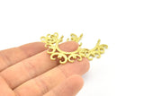 Brass  Ethnic Pendant, 4 Raw Brass Ethnic Motif Pendants With 2 Loops (33x26x1mm) BS 2443