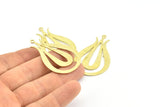 Brass Tulip Pendant, 2 Raw Brass Textured Tulip Flower Pendants With 1 Loop, Charms, Earrings (46x30x0.80mm) V113