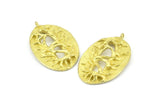 Brass Oval Pendant, 4 Raw Brass Tree Root Pendants With 1 Loop, Charms, Earrings (37x23mm) V115