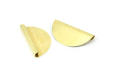 Raw Brass Pendant, 12 Raw Brass Semi Circle Pendants (32x17mm) B0293