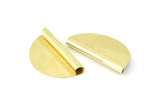 Raw Brass Pendant, 12 Raw Brass Semi Circle Pendants (32x17mm) B0293