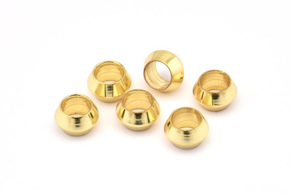 Gold Spacer Beads, 6 Gold Plated Brass Spacer Beads (8.5x5.5mm) A0433 Q0641
