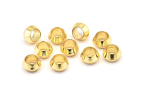 Gold Spacer Beads, 6 Gold Plated Brass Spacer Beads (8.5x5.5mm) A0433 Q0641
