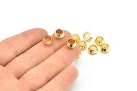 Gold Spacer Beads, 6 Gold Plated Brass Spacer Beads (8.5x5.5mm) A0433 Q0641