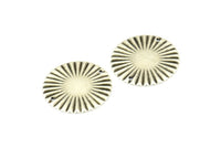 Silver Sun Connector, 10 Antique Silver Plated Brass Round with 2 Holes Connectors (25mm) A0103 H1388