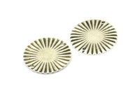 Silver Sun Connector, 10 Antique Silver Plated Brass Round with 2 Holes Connectors (25mm) A0103 H1388