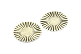 Silver Sun Connector, 10 Antique Silver Plated Brass Round with 2 Holes Connectors (25mm) A0103 H1388