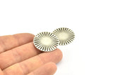 Silver Sun Connector, 10 Antique Silver Plated Brass Round with 2 Holes Connectors (25mm) A0103 H1388