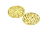 Brass Mandala Charm, 2 Raw Brass Textured Mandala Charms, Earrings, Pendants, Findings (37mm) V124