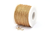 Brass Link Chain, 20 Meters - 60 Feet Raw Brass Soldered Chain (1x1.5mm) Z177