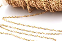 Brass Link Chain, 5m-10m-20m-50m-90m Raw Brass Soldered Chain (1x1.5mm) Z177