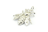 Huge Bee Pendant, 4 Silver Tone Bee Charms With 1 Hole, Pendants (26x20x4.5mm) U136