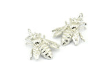 Huge Bee Pendant, 4 Silver Tone Bee Charms With 1 Hole, Pendants (26x20x4.5mm) U136