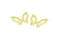 Brass Butterfly Connector, 50 Raw Brass Butterfly Connectors With 2 Holes, Charms, Earrings (19x15x0.40mm) B0301