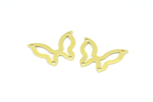 Brass Butterfly Connector, 50 Raw Brass Butterfly Connectors With 2 Holes, Charms, Earrings (19x15x0.40mm) B0301