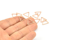 Gül Altın Üçgen Charm, 12 Gül Altın Kaplama Pirinç Açık Üçgen Yüzük Charm (14x1mm) BS 1023