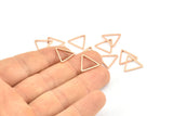 Gül Altın Üçgen Charm, 12 Gül Altın Kaplama Pirinç Açık Üçgen Yüzük Charm (14x1mm) BS 1023