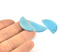 Cat&#39;s Eye Half Moon, 2 Blue Semi Circle Blanks With 2 Holes (30x15x2mm) X063