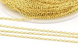 Gold Link Chain, 3 Meters - 9.9 Feet Gold Plated Brass Soldered Chain (1.2x1.8mm) Z172