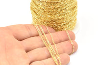 Gold Link Chain, 3 Meters - 9.9 Feet Gold Plated Brass Soldered Chain (1.5x2mm) Z178