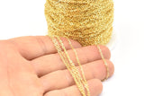 Gold Link Chain, 3 Meters - 9.9 Feet Gold Plated Brass Soldered Chain (1.5x2mm) Z178