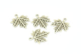 Silver Leaf Charm, 12 Antique Silver Plated Brass Leaf Charms With 1 Loop, Pendant, Findings (17x14.5x0.5mm) A0709