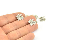 Silver Leaf Charm, 12 Antique Silver Plated Brass Leaf Charms With 1 Loop, Pendant, Findings (17x14.5x0.5mm) A0709