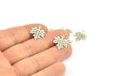 Silver Leaf Charm, 12 Antique Silver Plated Brass Leaf Charms With 1 Loop, Pendant, Findings (17x14.5x0.5mm) A0709