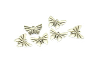Silver Butterfly Charm, 25 Antique Silver Plated Brass Butterfly Charms With 1 Loop Findings (15x12mm) Brs 1998 A0469