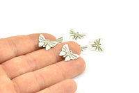 Silver Butterfly Charm, 25 Antique Silver Plated Brass Butterfly Charms With 1 Loop Findings (15x12mm) Brs 1998 A0469