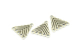 Triangle Earring Finding, 25 Antique Silver Plated Brass Textured Triangle With 5 Holes Setting, Findings (18x17mm) Brs 145 A0462