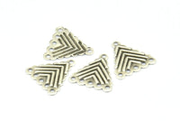 Triangle Earring Finding, 25 Antique Silver Plated Brass Textured Triangle With 5 Holes Setting, Findings (18x17mm) Brs 145 A0462
