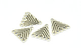 Triangle Earring Finding, 25 Antique Silver Plated Brass Textured Triangle With 5 Holes Setting, Findings (18x17mm) Brs 145 A0462