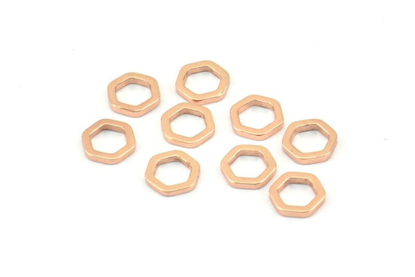 Gül Altın Altıgen Yüzük, 24 Gül Altın Kaplama Pirinç Altıgen Yüzük (6x1mm) D0012