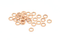 Gül Altın Altıgen Yüzük, 24 Gül Altın Kaplama Pirinç Altıgen Yüzük (6x1mm) D0012