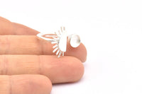 Silver Ring Settings, 925 Silver Moon And Planet Ring With 1 Stone Setting - Pad Size 6mm R054