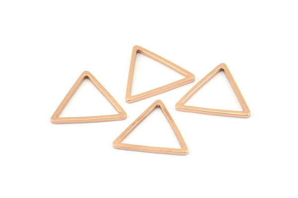 Rose Gold Triangle Charm, 12 Rose Gold Plated Brass Open Triangle Ring Charms (17x1mm) Bs 1025